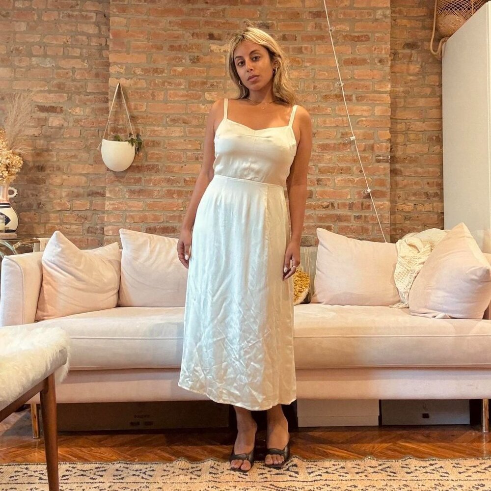 REFORMATION SILK MIDI DRESS